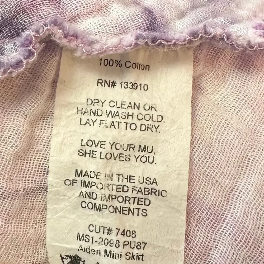 Show Me Your Mumu Aiden Mini Skirt in Purple Tie Dye Size M